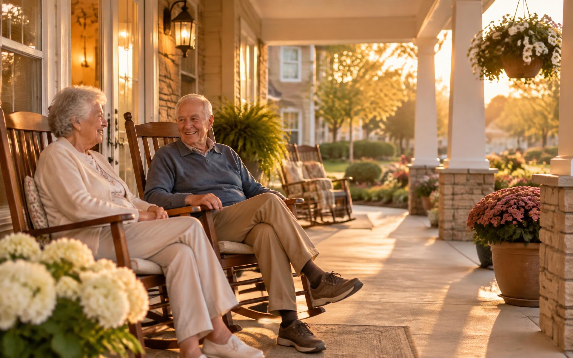 Sunlit porch of a welcoming independent living home
